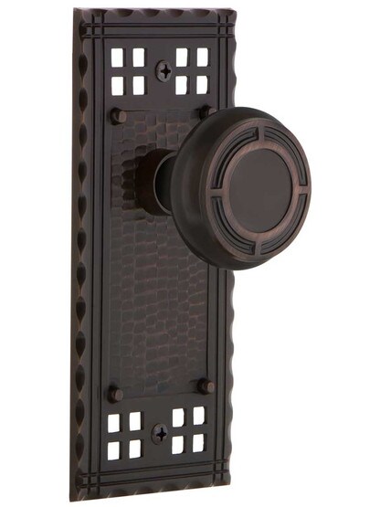 Pasadena Door Set with Mission Knobs in Timeless Bronze.